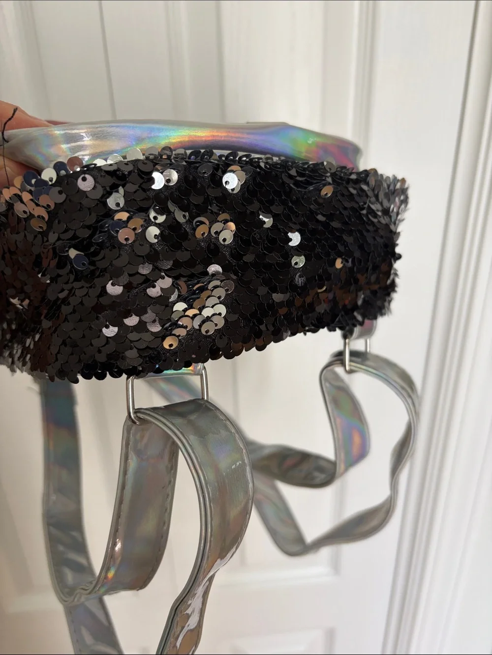 Disney Nightmare Before Christmas Sequin Mini Flip Sequin Backpack Black Silver